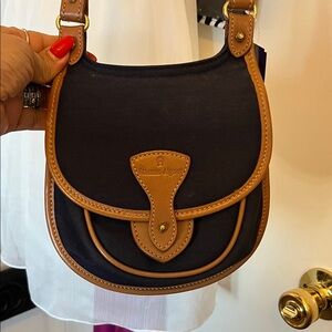 Etienne Aigner Navy and Tan Crossbody Bag